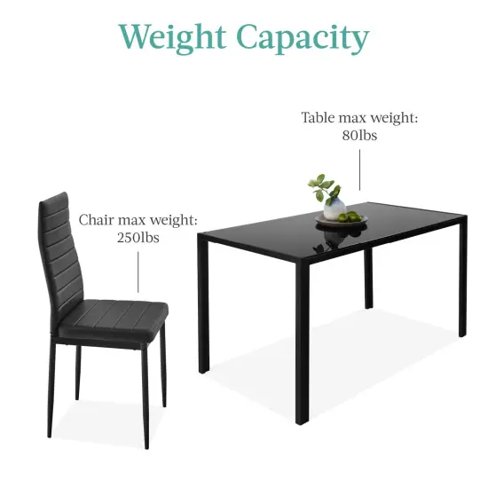 Best Choice Products 7-Piece Kitchen Dining Table Set w/ Glass Tabletop, 6 Faux Leather Chairs Black {6}