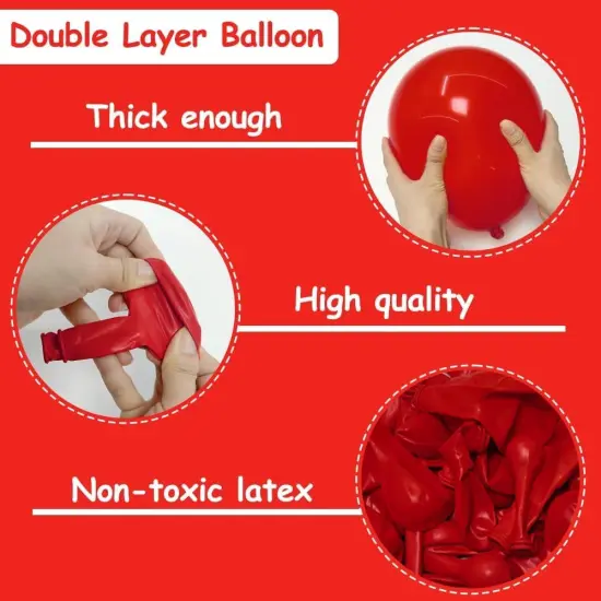 Ruby Red Balloons Different Sizes Latex Matte Red Balloon Garland Arch Kit for Birthday Wedding Baby Shower Valentine's Day Mother's Day Party Decor {3}