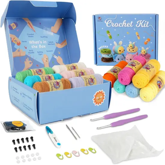 Crochet Kit for Beginners Adults & Kids(12-Colored Yarn) {1}
