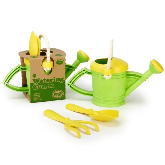 Green Toys: Watering Can - Green - 3pc Tool Set, Hand Rake & Shovel, Rope Handle Can, Garden-Beach-Outdoor Play, Recycled Material, Kids-Toddler 18mo+ {3}