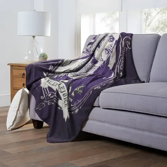 Warner Brothers Beetlejuice Silk Touch Throw Blanket Purple Beetle {3}