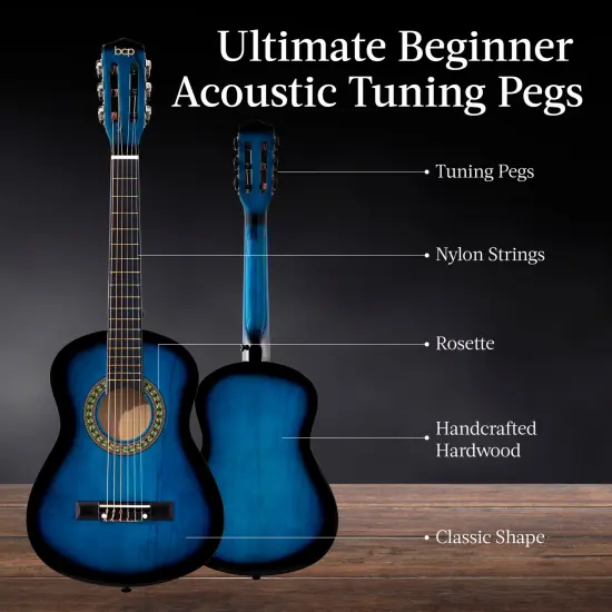 Best Choice Products 30in Kids Acoustic Guitar Beginner Starter Kit with Strap, Case, Strings Blueburst {4}