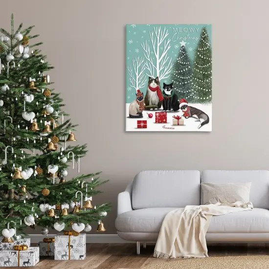 Stupell Industries Festive Winter Cats Scene Canvas Design by Elizabeth Tyndall {2}