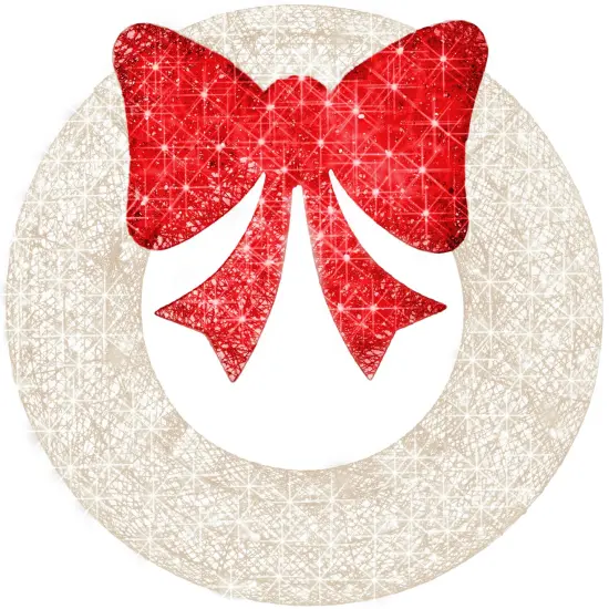 Best Choice Products 36in Pre-Lit Outdoor Christmas Wreath, LED Metal Holiday Décor w/ 120 Lights, Bow Silver/Red {7}