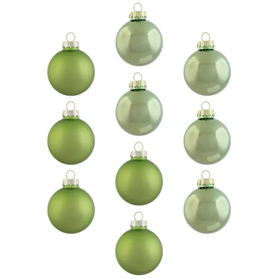 Northlight 2-Finish Christmas Glass Ball Ornaments - 1.75" (45mm) - Fern Green - 10ct {3}