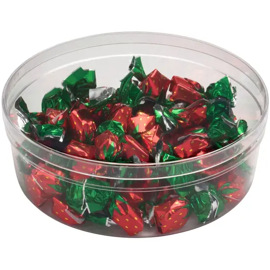 Pioneer Plastics 183C Clear Round Plastic Container with Frosted Bottom, 6.875" W x 2.625" H {4}