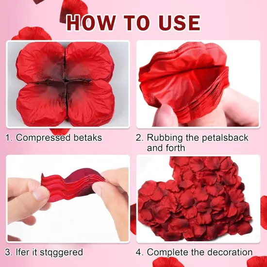 300PCS Gold Artificial Silk Rose Petals Fake Rose Flower Petals for Valentines Romantic Night Wedding Proposal Anniversary Party Decorations {4}