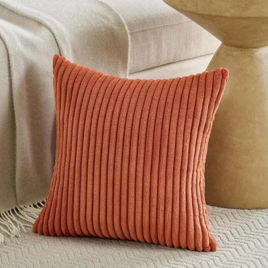 Set of 2 Burnt Orange Fall Decorative Throw Pillow Covers 20x20 Inch {2}