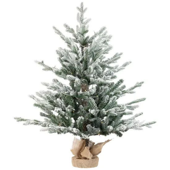 Northlight Real Touch&trade; Pre-Lit B/O Tamarack Pine Artificial Christmas Tree with Burlap - 3' Warm White LED Green {3}