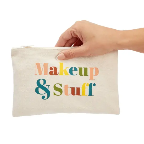 12 Pack Small Canvas Makeup Bags with Zipper for Women, 6 Retro Designs (White, 8 x 6 In) {6}