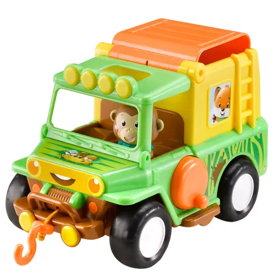 Timber Tots: The Safari Jeep - 4x4 Off-Road Vehicle & Monkey Animal Figurine, Pop-Up Roof Tent, Tow String, Nature Toy Playset, Kids & Toddlers 18Mo+ {3}