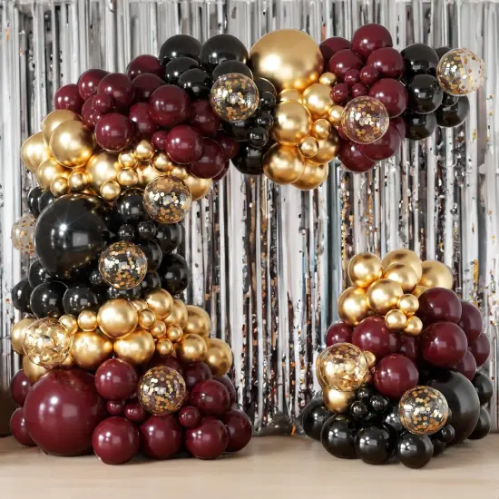 Burgundy Balloon Arch Garland Kit 164pcs Metallic Rose Gold Maroon Gold Balloons {5}