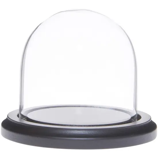 Plymor 3" x 3" Glass Display Dome Cloche Black Wood {1}
