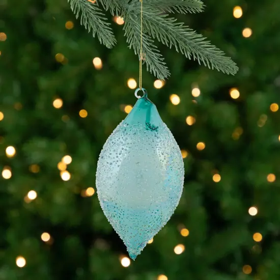 Northlight Textured Glass Finial Christmas Ornament - 7" - Transparent Blue {1}