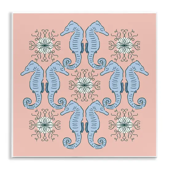 Stupell Industries Symmetrical Coral Seahorse Pattern Wall Plaque Design by Sazerelli Designs {1}