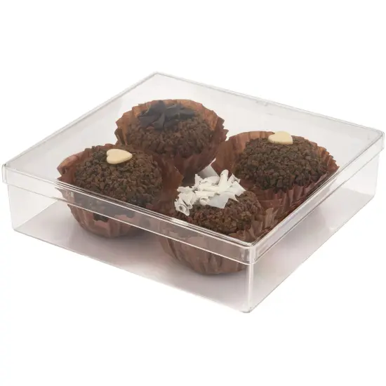 Pioneer Plastics 062C Clear Square Plastic Container, 5.25" W x 5" D x 1.375" H {3}