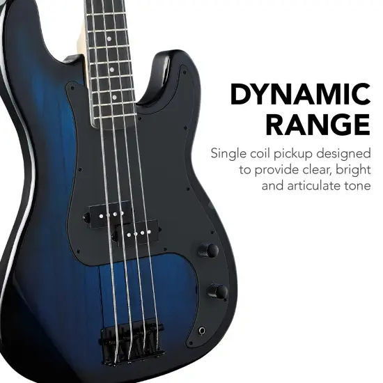 Best Choice Products Full Size Beginner 4-String Electric Guitar Bass Guitar w/ Padded Case Hollywood Blue/Black {3}