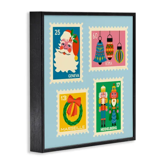 Stupell Industries Vintage Christmas Postage Stamps Framed Giclee Design by Carrie Cantwell {3}