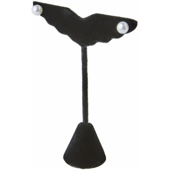 Plymor Black Velvet Wing Shaped, Three Pair Earring Display Stand, 3" W x 1.25" D x 4.75" H {3}