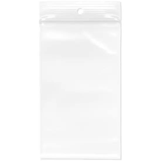 Plymor 3" x 5", 4 Mil with Hang-Hole Heavy Duty Zipper Reclosable Plastic Bags {1}
