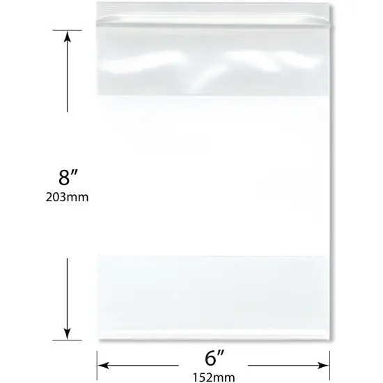 Plymor 6" x 8" (Pack of 100), 6 Mil Industrial Duty White-Block Zipper Reclosable Plastic Bags {3}