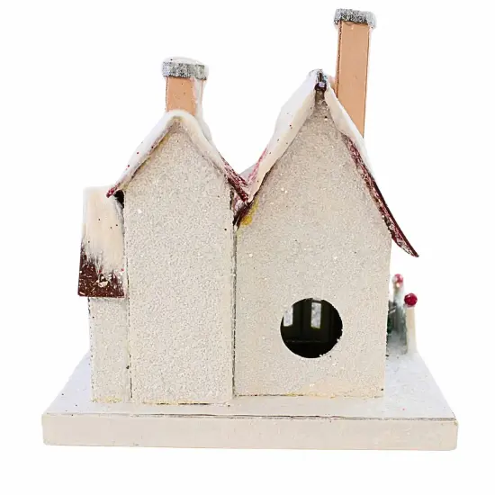 Cody Foster 8.0 Inch Santa's House Christmas Putz House , Christmas Decor Village PutzRetro Looking White {4}