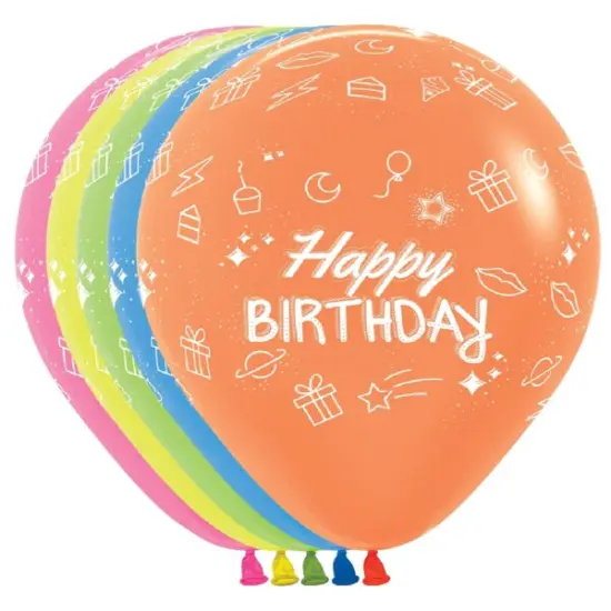 11" Happy Birthday Neon Party Latex Balloons10ct {1}