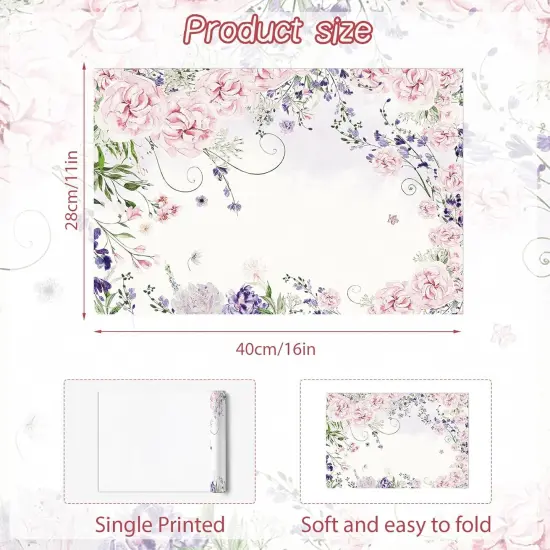 Paper Placemats Disposable 50 Pack Watercolor Flower Disposable Placemats 16x 11 Inch Spring Paper Table Mats for Home Kitchen Dining Table Decoration Wedding Party Supplies {2}