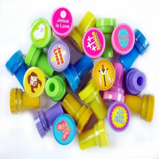 Tiny Mills 24 Pcs He Lives Jesus Stampers for Kids Easter Egg Fillers Basket Stuffers VBS Sunday School Rewards Prizes {4}