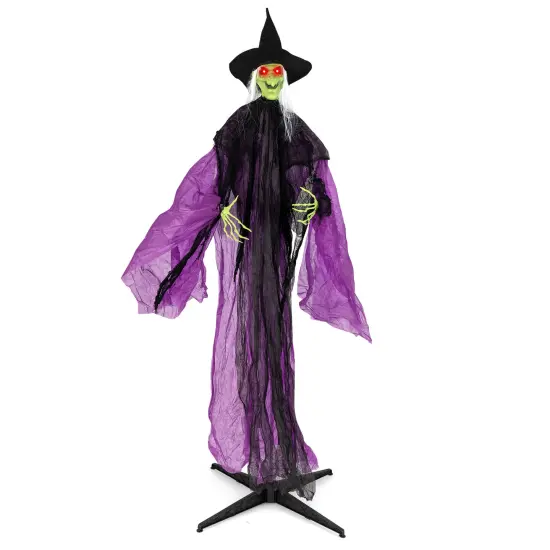 7.2 ft Halloween Standing Witch with Lighted Eyes and Automatic Arm Movement {1}