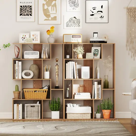 47 Inch 6-Cube Open-Back Geometric Bookshelf Perfect for Bedroom or Living Room {6}