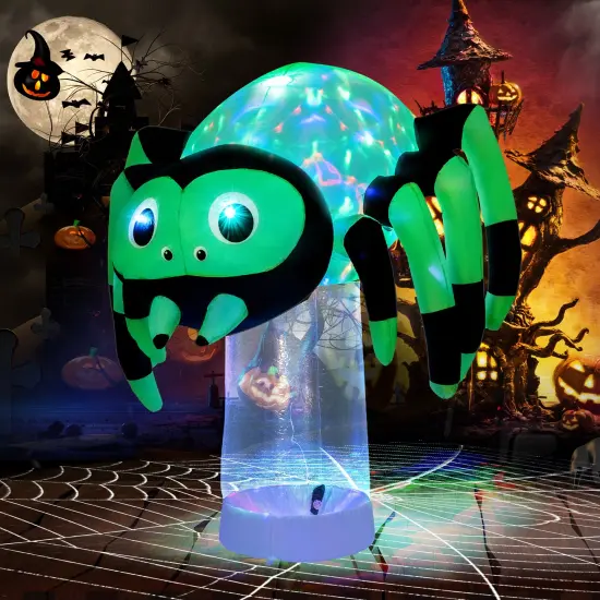 6 Feet Halloween Inflatable Spider with 3 Color Rotating Light {3}