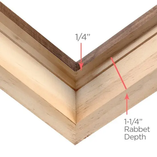 Creative Mark Ambiance Unfinished Deep Gallery Frame, Pack of 5, 5x7" Open Back Natural Wood Frames for Canvas and Mounted Artwork, 3/4" Face, 1-1/4" Deep, No Glass or Backing {4}