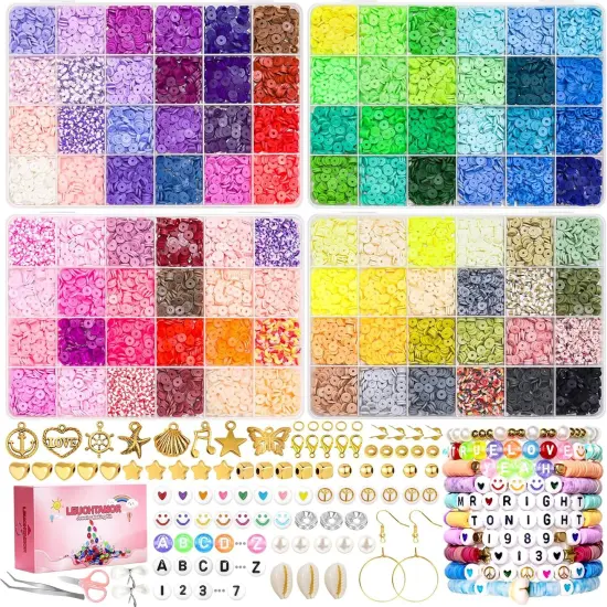 15000PCS Clay Beads 96 Colors Friendship Bracelet Making Kit 4 Boxes Polymer Clay Beads Disc Clay Beads with Charms for Jewelry Making,Crafts Gifts {2}