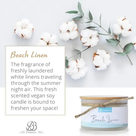 Coastal Essentials Natural Soy Hand Poured Candle, Beach Linen Scent, Fragrant Coastal Candle with Strong Scents, Artisan Candle, 4oz, 30+ Hours Burn Time {2}