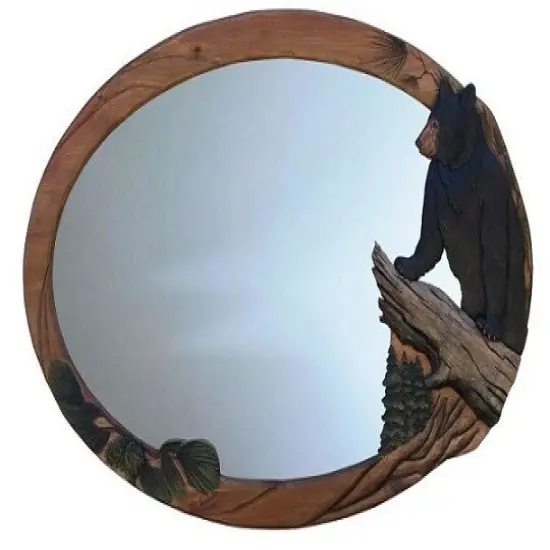 Bear Mirror – 36" x 24" Rustic Wall Decor {1}