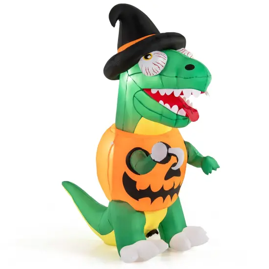 Blow up Inflatable Pumpkin Dinosaur Yard Decoration with Built-in LED Lights {1}