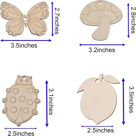 70PCS Pastoral Unfinished Blank Wooden Cutouts Craft for Kids,Suit for Children's Painting DIY Room Decoration Gift Giving Surprise (70 Pastoral) {6}