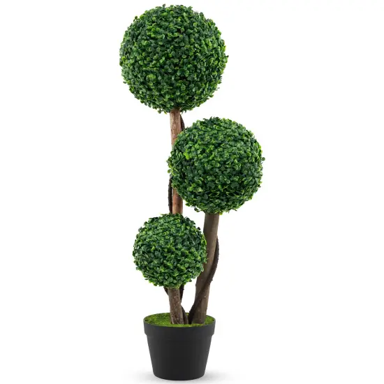 36 Inch Green Tall Artificial Boxwood Topiary Tree in Pot Perfect for Indoor-Outdoor Decor {1}