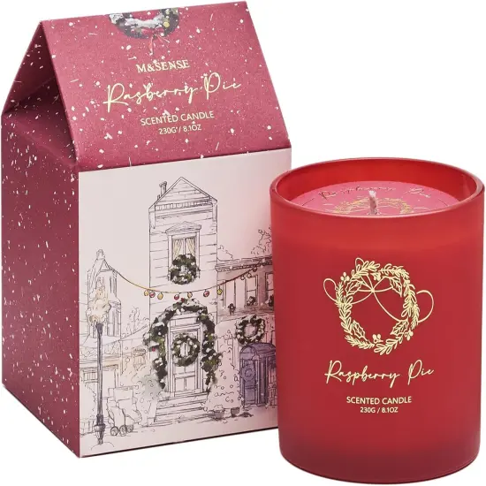 Christmas Holiday Candle - Raspberry Pie Scent, 8.1oz Soy Wax, Ideal Winter Home Decor Gift for Women and Men {1}