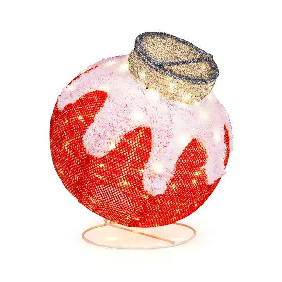 Outdoor Christmas Lantern Pop-Up Lighted Festive Ball with 80 LED Lights and Support Base {1}