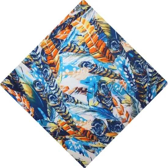 Blue Feathers Printed Spandex Fabric {4}