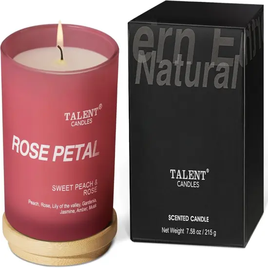 Candles for Home Scented, Natural Soy Wax, Scented Candle Stress Relief and Relaxation, Sweet Peach & Rose, Medium Jar, Ideal for Home and Bedroom Decor {1}