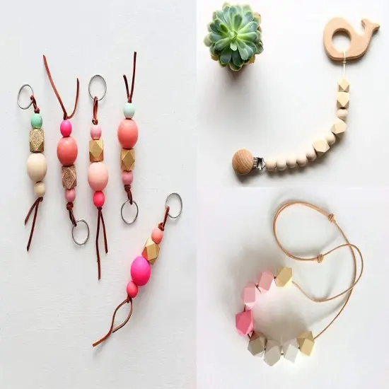 Geometric Wooden Beads, 16mm Smooth Loose Beads Unfinished Spacer Beading Supplies for Handmade Crafts, 50pcs (3mm Hole) {4}