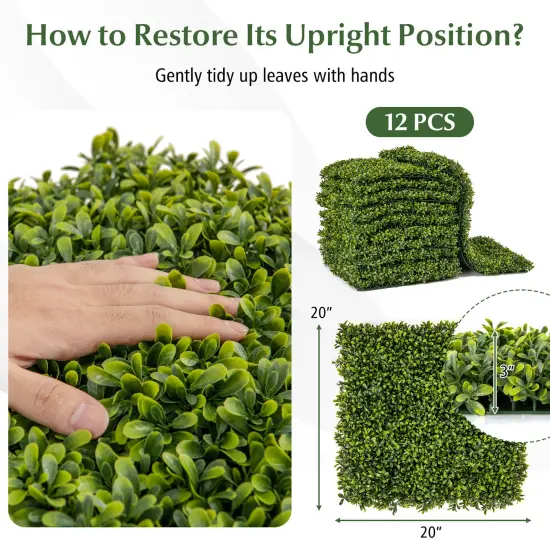 12-Pieces 20 Inch x 20 Inch Artificial Hedge Boxwood Panels {5}