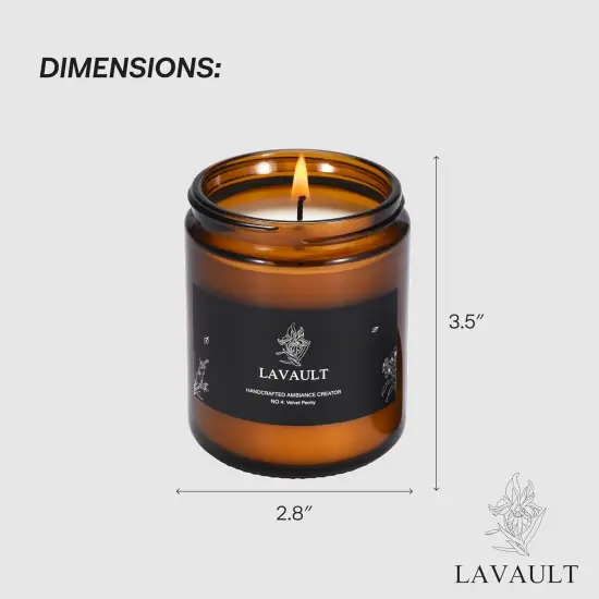 Scented Jar Candles - Calm Smelling Candle - Candlestick Safe Material - Warm and Cozy with 100% Natural Soy Wax and Essential Oil - Hours of Aromatherapy Scent - Velvet Peony Aroma Brown {3}