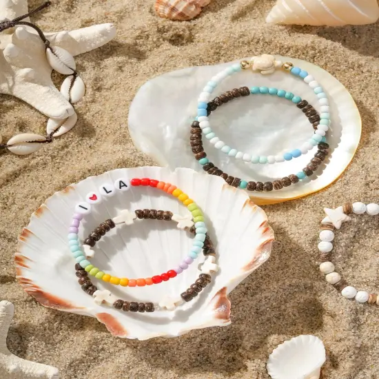 Beach Beads for Bracelets, 6000pcs 4mm Glass Beads Bracelet Making Kit, Beach Beads for Jewelry Making, Beach Jewelry Making Kit with Letter&Number Beads, Seashells, Spacer Beads, Pearl Beads {2}