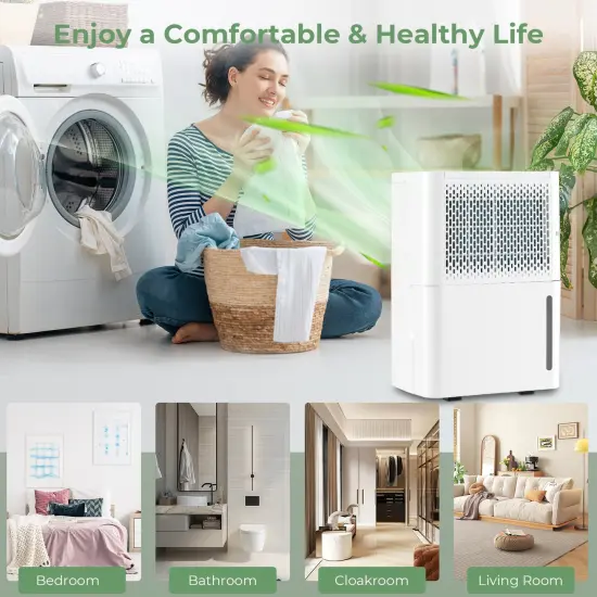 32 Pint Dehumidifier with Continuous/Drying/Auto Mode-White {5}