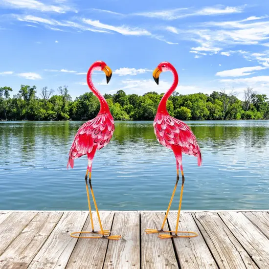 2-Piece Flamingo Garden Statue Set {1}