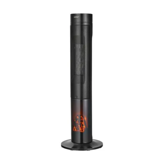 1500W Ceramic Tower Space Heater with Remote Control and Realistic 3D Flame {1}